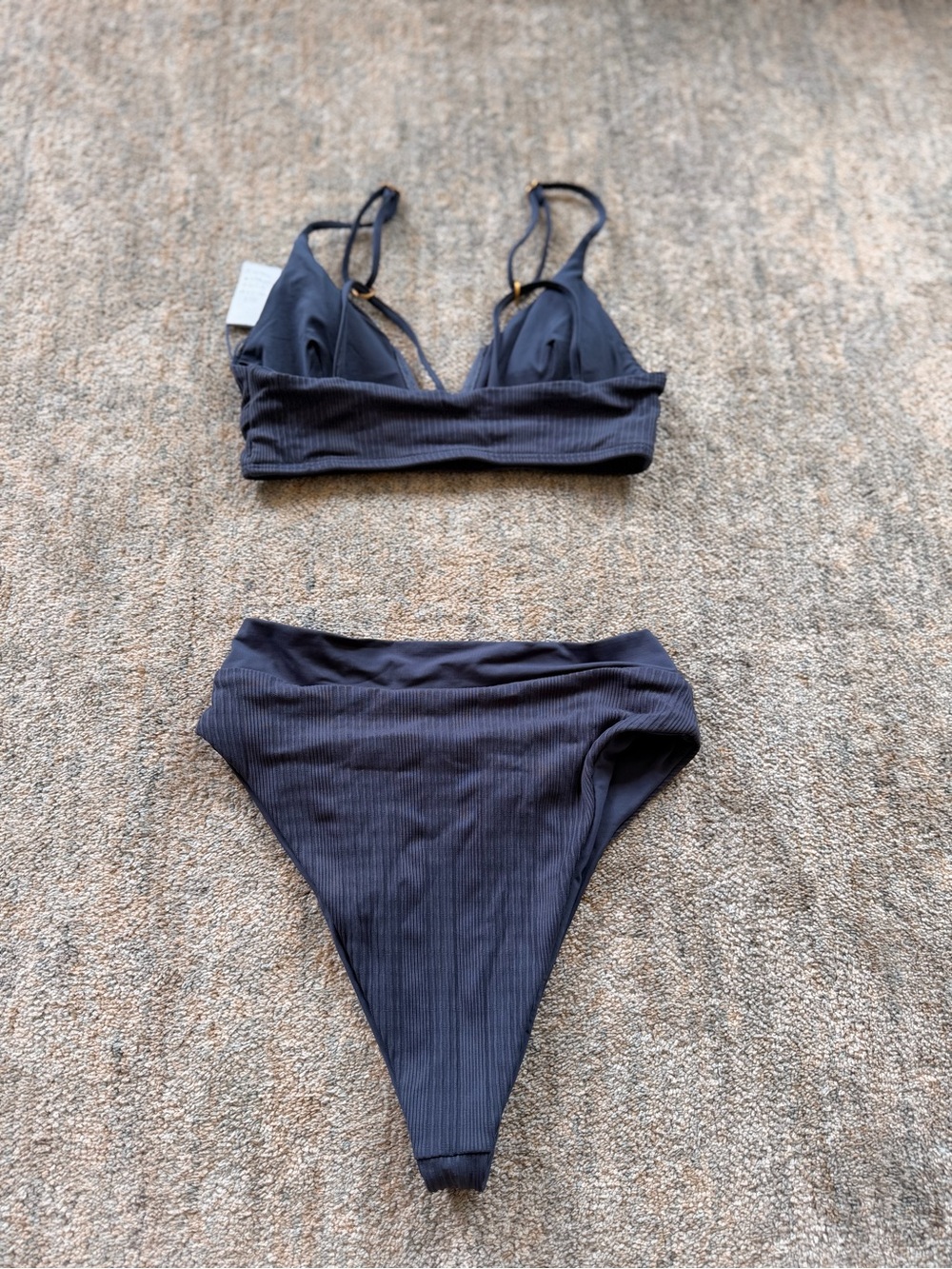 l*space Navy Ribbed V-Waist Bikini Set - Picture 4 of 4